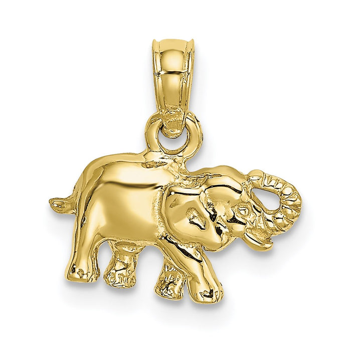 Million Charms 10K Yellow Gold Themed & Polished Small Elephant Charm