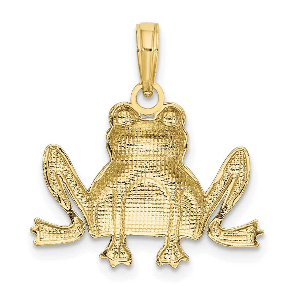 Million Charms 10K Yellow Gold Themed Textured Sitting Frog Charm