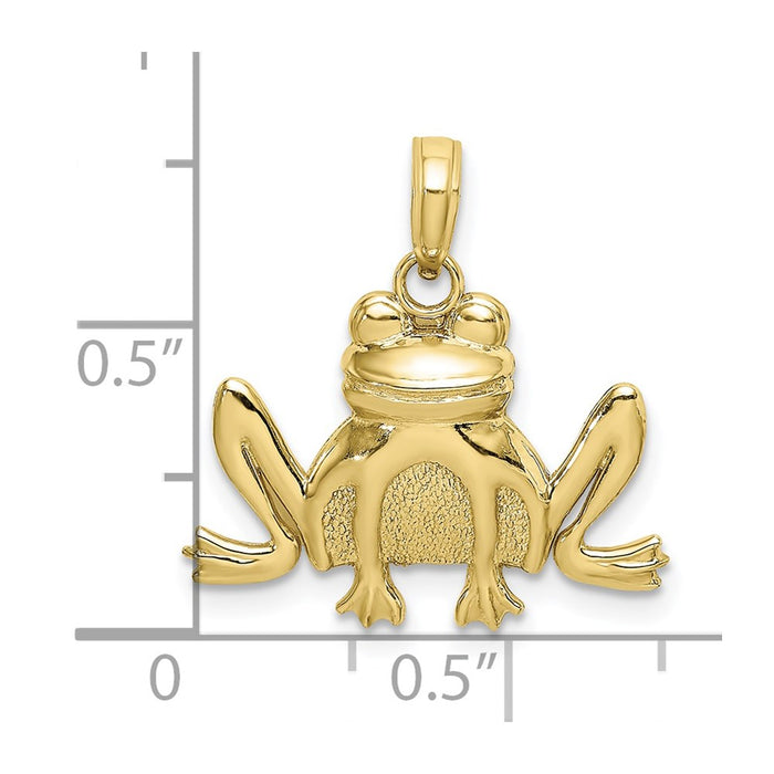Million Charms 10K Yellow Gold Themed Textured Sitting Frog Charm