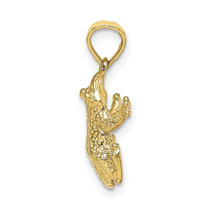 Million Charms 10K Yellow Gold Themed Textured Top View Frog Charm