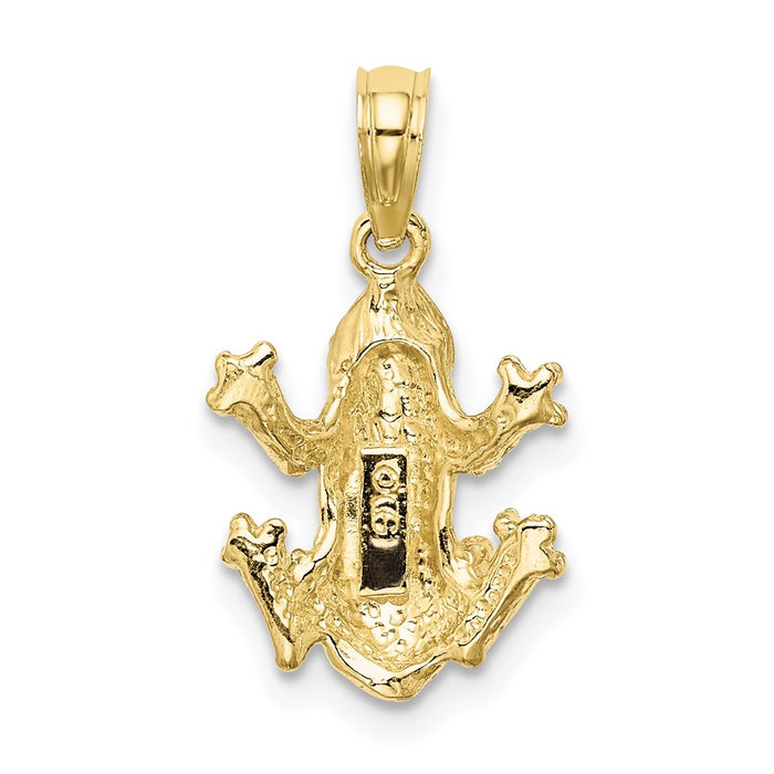 Million Charms 10K Yellow Gold Themed Textured Top View Frog Charm