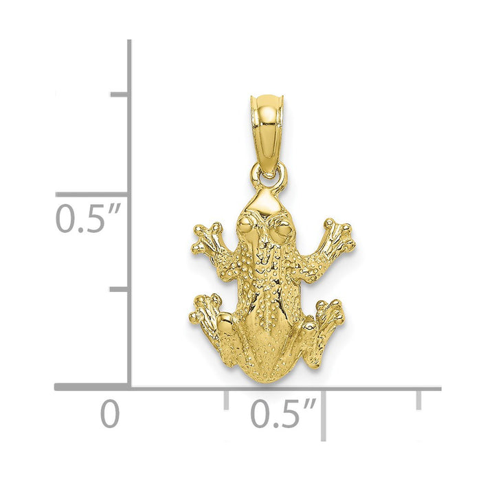 Million Charms 10K Yellow Gold Themed Textured Top View Frog Charm