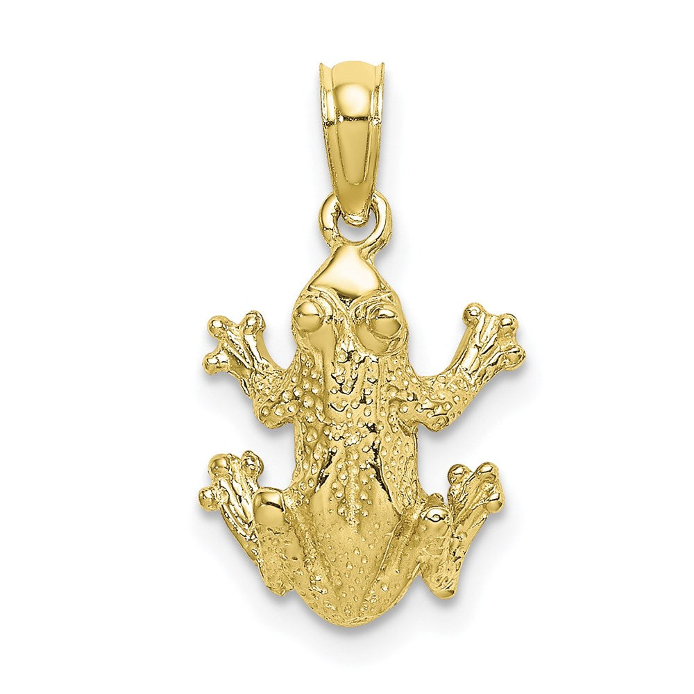 Million Charms 10K Yellow Gold Themed Textured Top View Frog Charm
