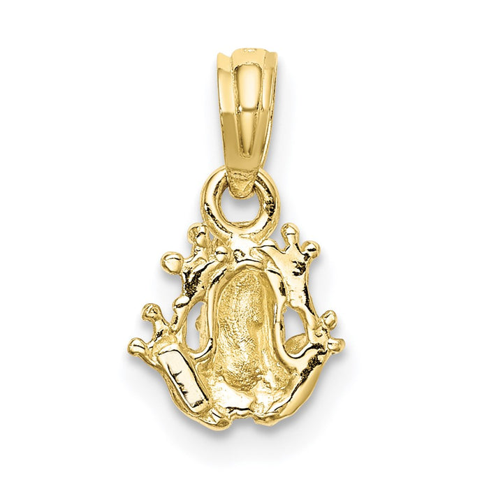 Million Charms 10K Yellow Gold Themed Textured Miniature Frog Charm