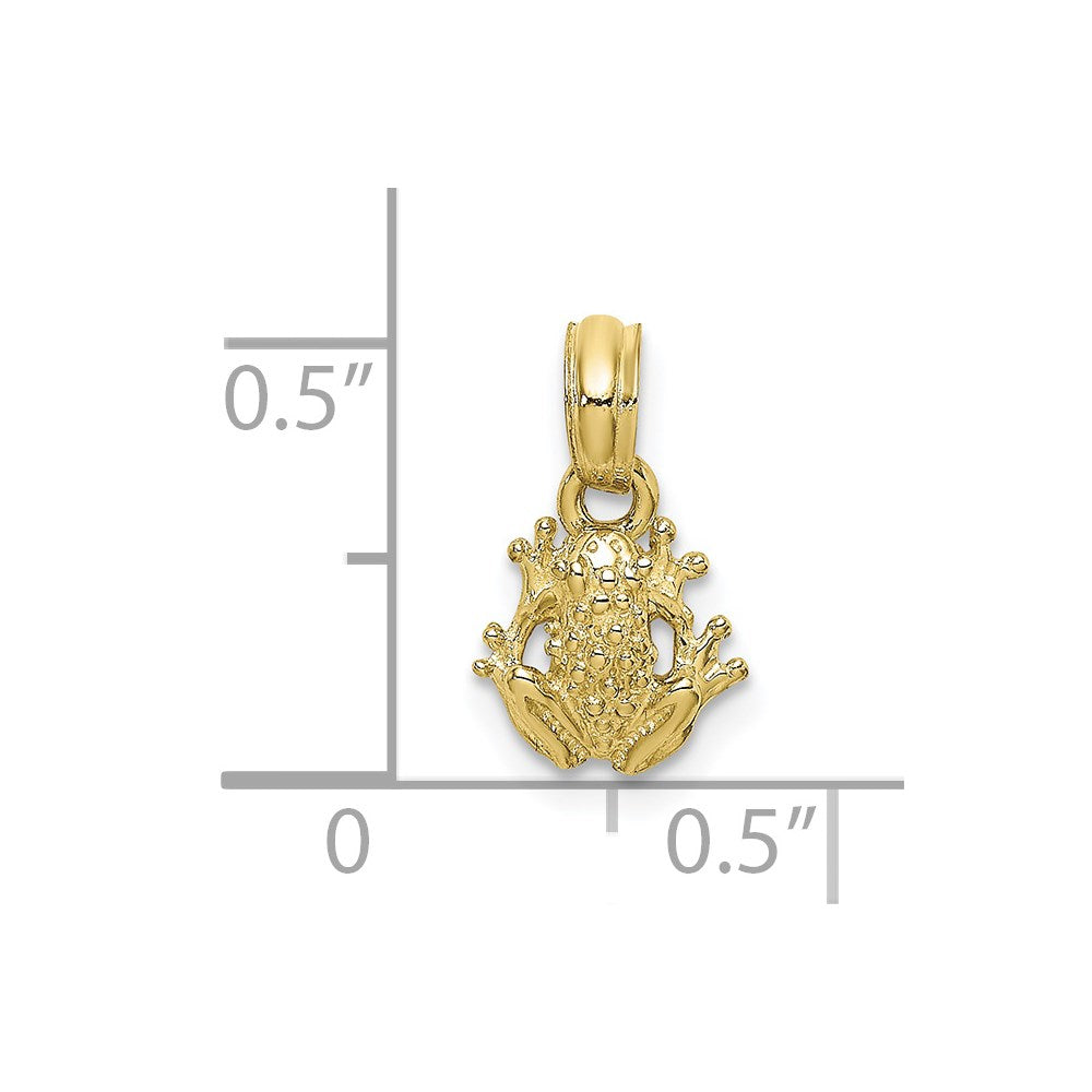 Million Charms 10K Yellow Gold Themed Textured Miniature Frog Charm