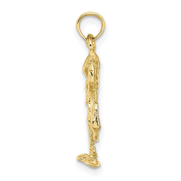 Million Charms 10K Yellow Gold Themed 3-D Textured Flamingo Charm