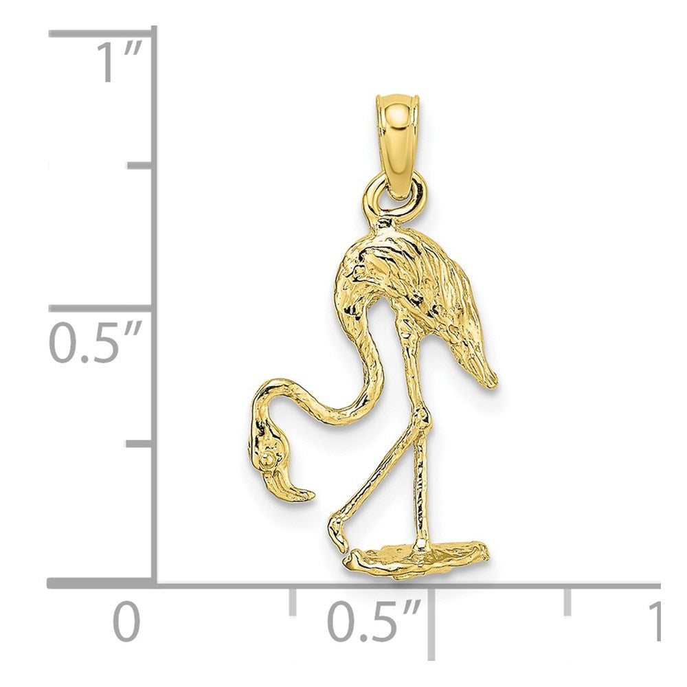 Million Charms 10K Yellow Gold Themed 3-D Textured Flamingo Charm