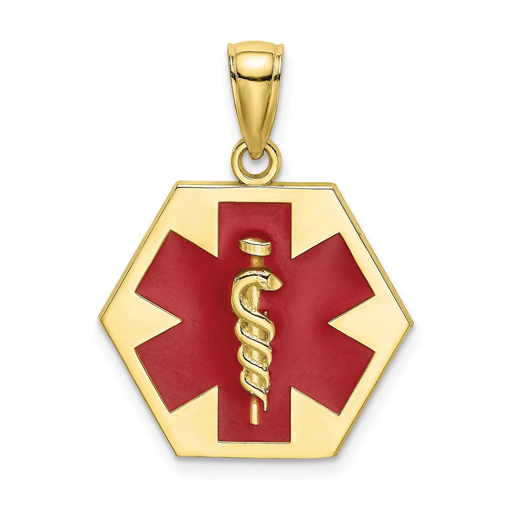 Million Charms 10K Yellow Gold Themed Enameled Medical Disc Pendant