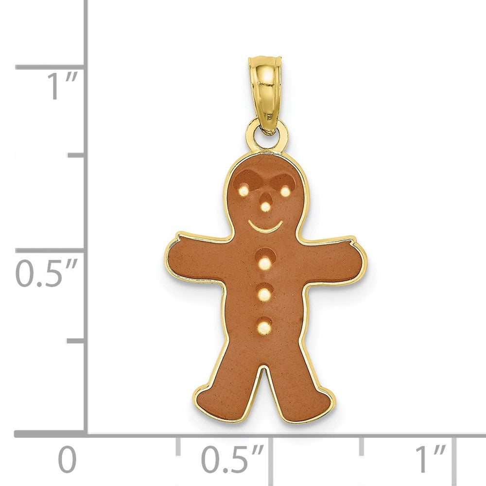 Million Charms 10K Yellow Gold Themed 3-D & Enamel Gingerbread Man Charm