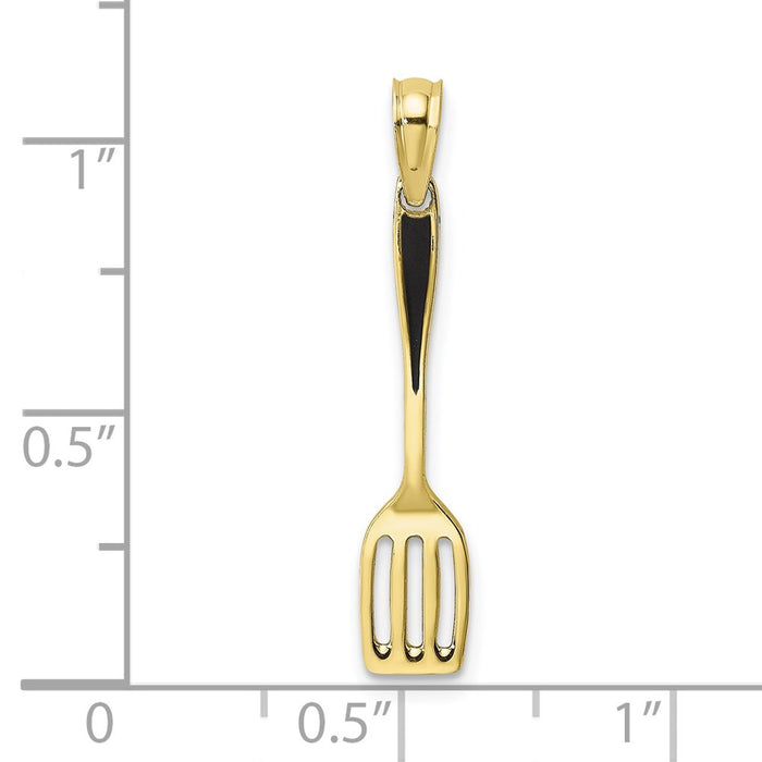 Million Charms 10K Yellow Gold Themed With Black Enamel 3-D Spatula Charm