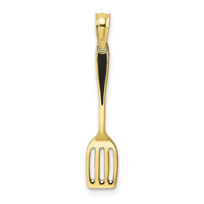 Million Charms 10K Yellow Gold Themed With Black Enamel 3-D Spatula Charm