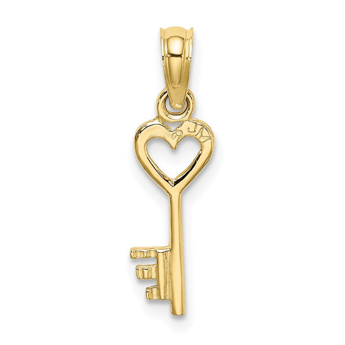 Million Charms 10K Yellow Gold Themed Key With Heart Charm