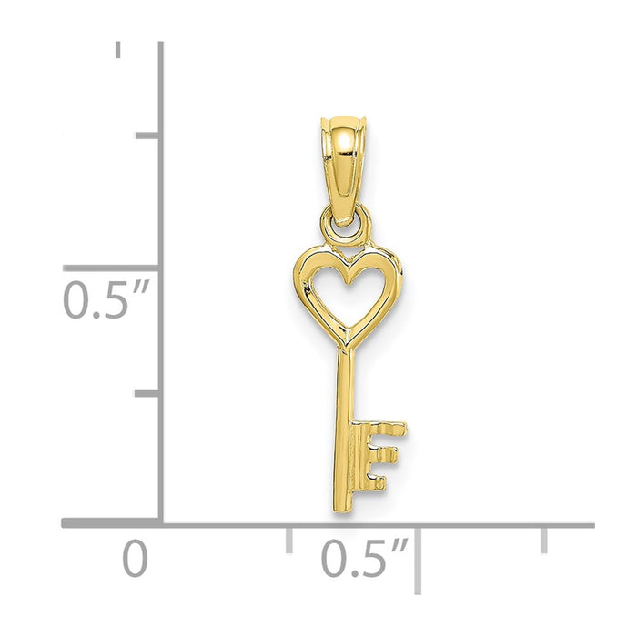 Million Charms 10K Yellow Gold Themed Key With Heart Charm