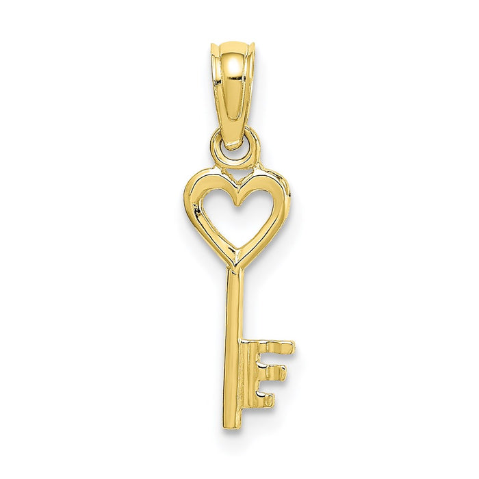 Million Charms 10K Yellow Gold Themed Key With Heart Charm