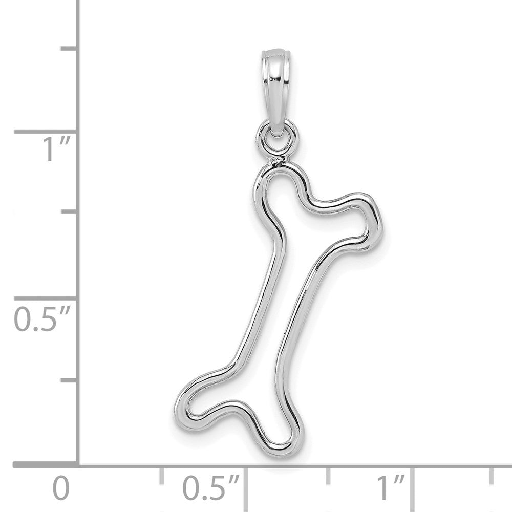 Million Charms 10K White Gold Themed Cut-Out & Polished Dog Bone Charm