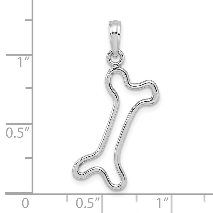 Million Charms 10K White Gold Themed Cut-Out & Polished Dog Bone Charm