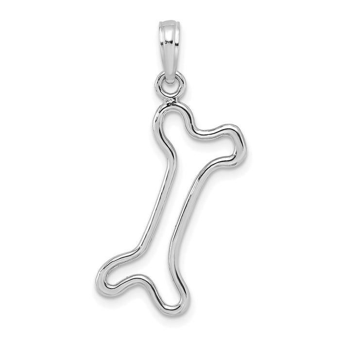 Million Charms 10K White Gold Themed Cut-Out & Polished Dog Bone Charm