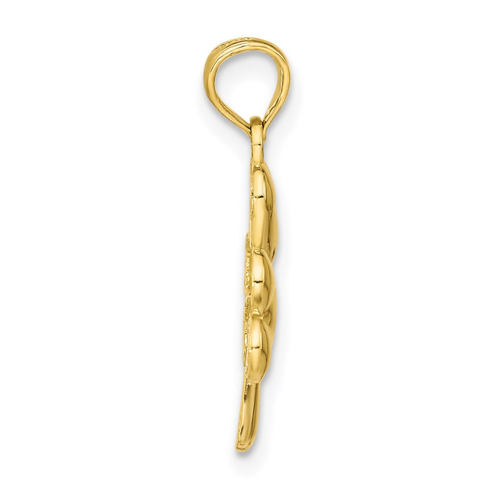 Million Charms 10K Yellow Gold Themed 3-Leaf Lucky Clover  Charm