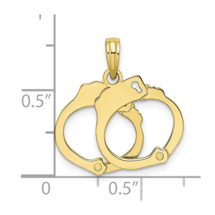 Million Charms 10K Yellow Gold Themed Moveable Handcuffs Charm