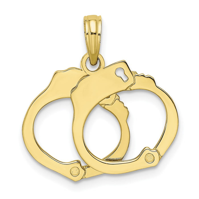 Million Charms 10K Yellow Gold Themed Moveable Handcuffs Charm