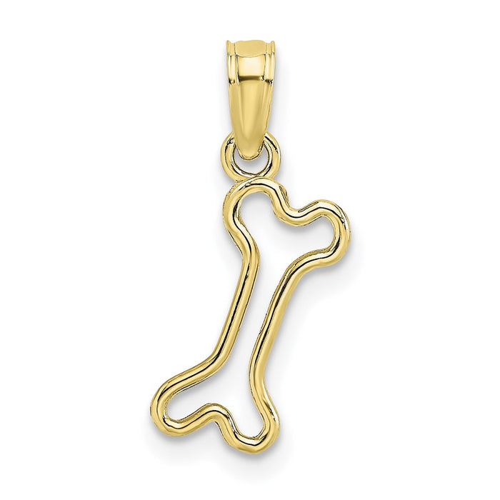 Million Charms 10K Yellow Gold Themed Cut-Out & Polished Mini Dog Bone Charm
