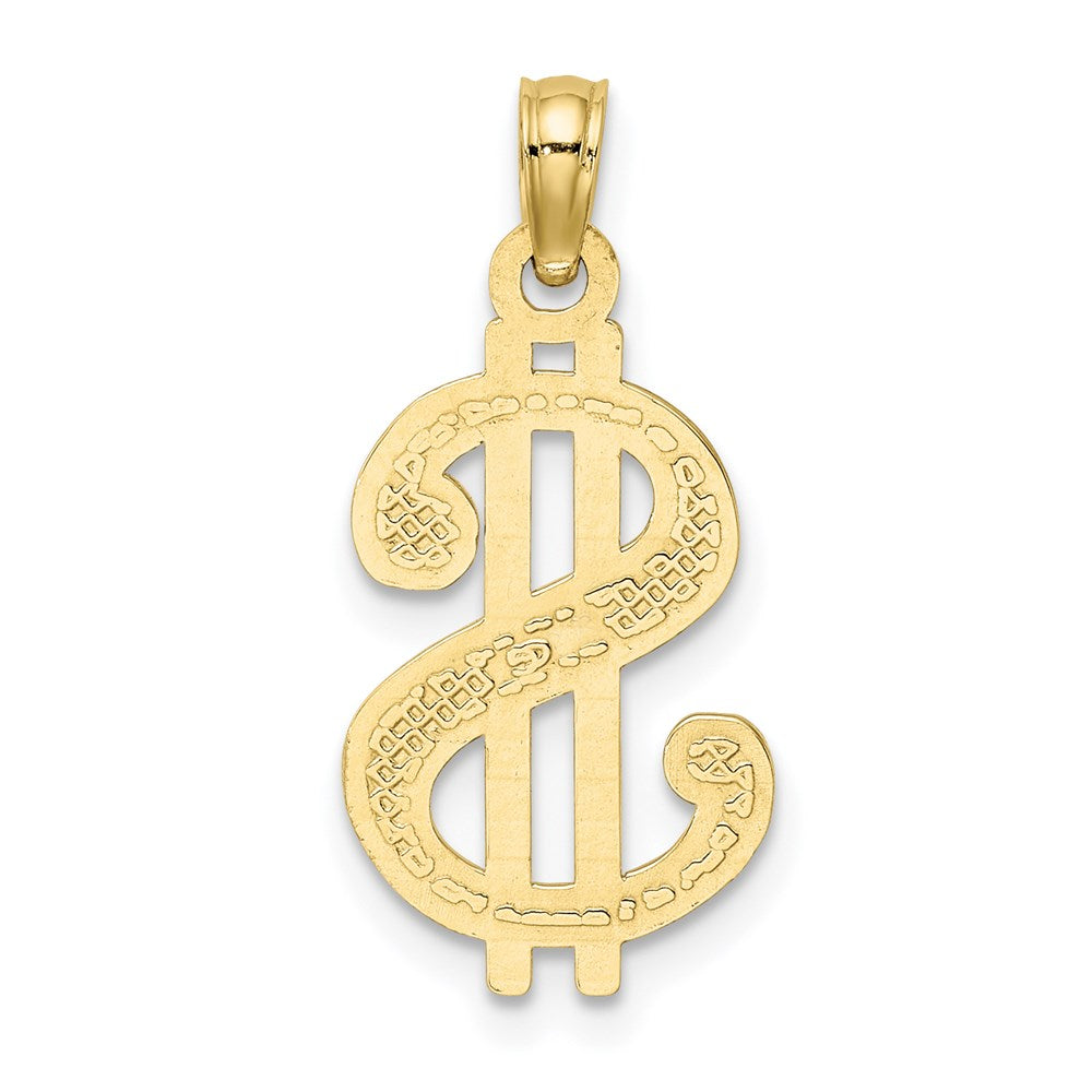 Million Charms 10K Yellow Gold Themed Textured Dollar Sign Charm