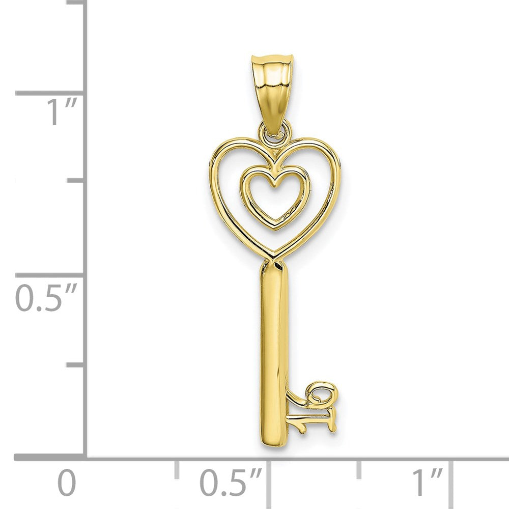 Million Charms 10K Yellow Gold Themed Key With Heart Sweet 16 Birthday Charm