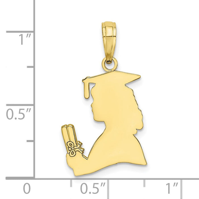 Million Charms 10K Yellow Gold Themed Polished Female Graduation Profile With Diploma Charm