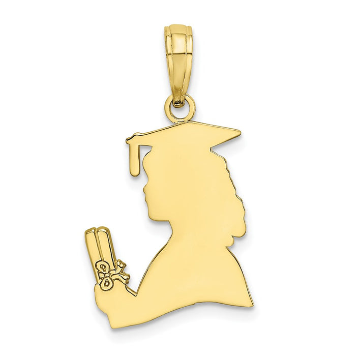 Million Charms 10K Yellow Gold Themed Polished Female Graduation Profile With Diploma Charm