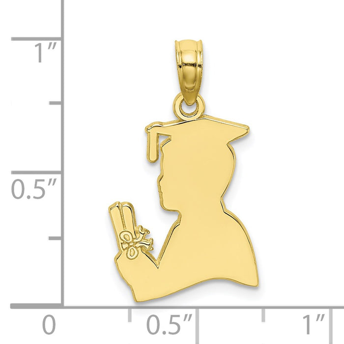 Million Charms 10K Yellow Gold Themed Polished Male Graduation Profile Charm