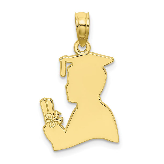 Million Charms 10K Yellow Gold Themed Polished Male Graduation Profile Charm