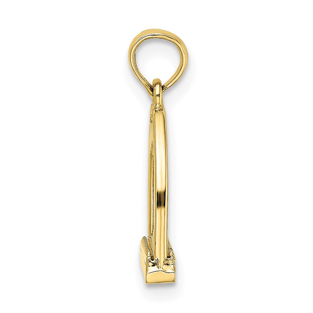 Million Charms 10K Yellow Gold Themed 3-D Polish Small Horse Stirrup Charm