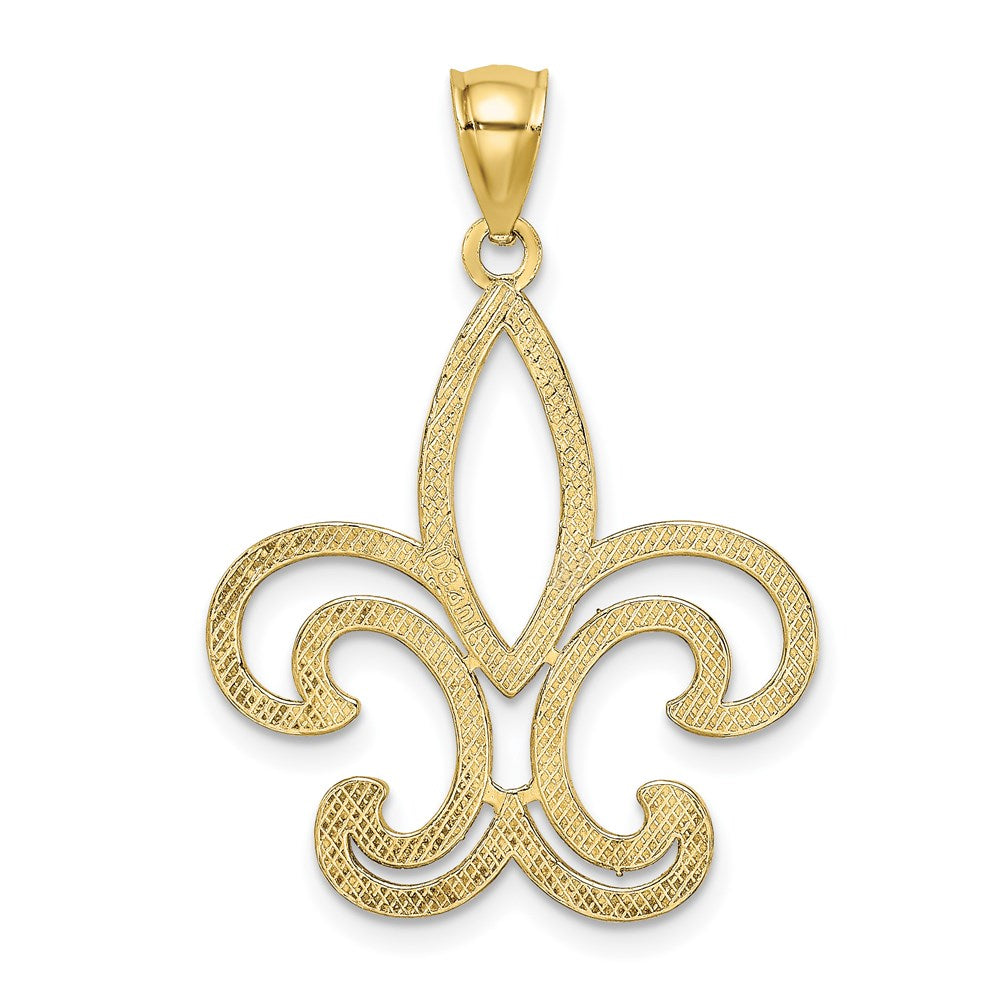 Million Charms 10K Yellow Gold Themed Fleur De Lis Pendant