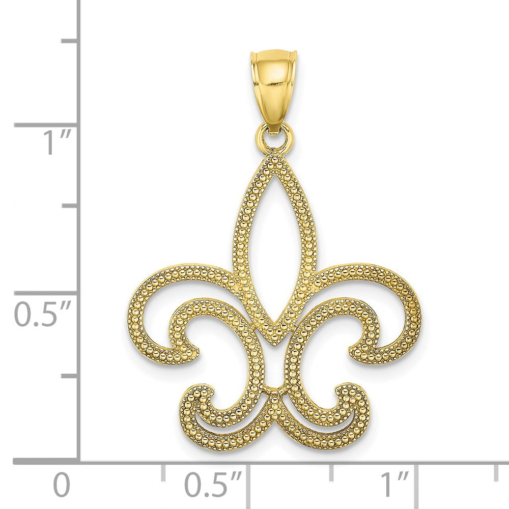 Million Charms 10K Yellow Gold Themed Fleur De Lis Pendant