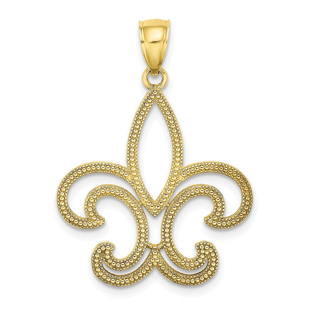 Million Charms 10K Yellow Gold Themed Fleur De Lis Pendant