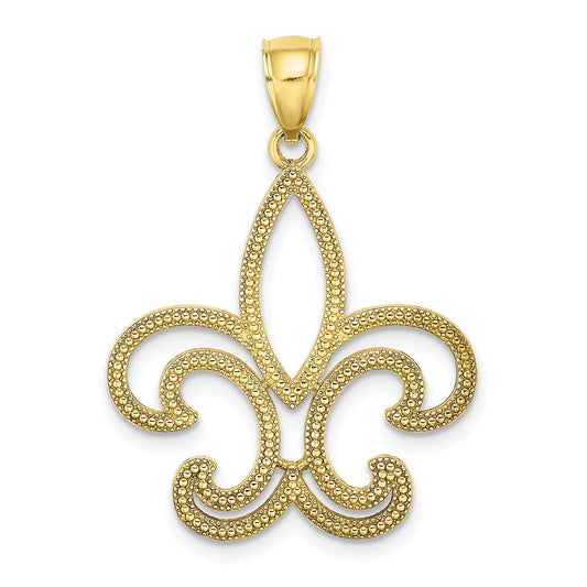 Million Charms 10K Yellow Gold Themed Fleur De Lis Pendant