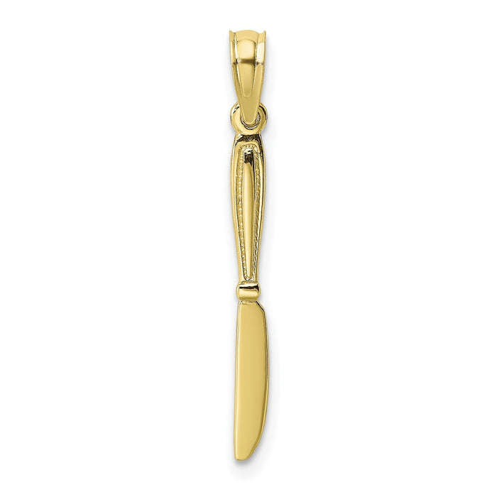 Million Charms 10K Yellow Gold Themed 3-D & Polished Table Knife Charm