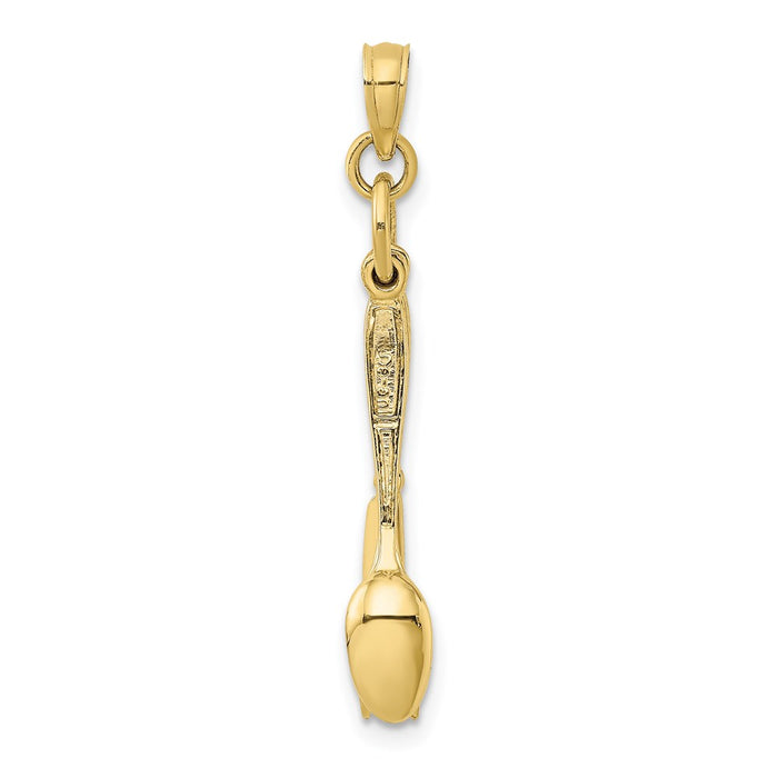 Million Charms 10K Yellow Gold Themed 3-D Moveable Knife, Fork, & Spoon Charm