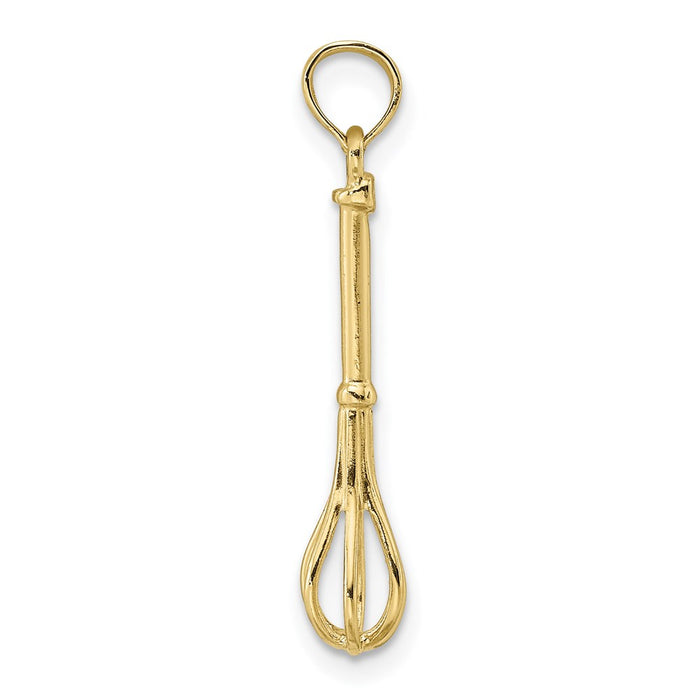 Million Charms 10K Yellow Gold Themed 3-D & Polished Whisk Charm