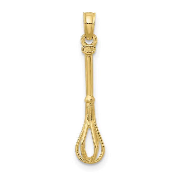 Million Charms 10K Yellow Gold Themed 3-D & Polished Whisk Charm