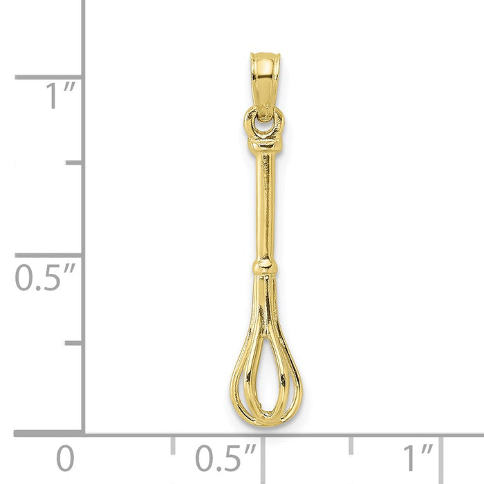 Million Charms 10K Yellow Gold Themed 3-D & Polished Whisk Charm