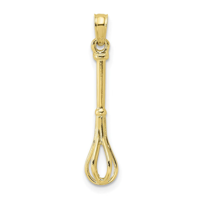 Million Charms 10K Yellow Gold Themed 3-D & Polished Whisk Charm