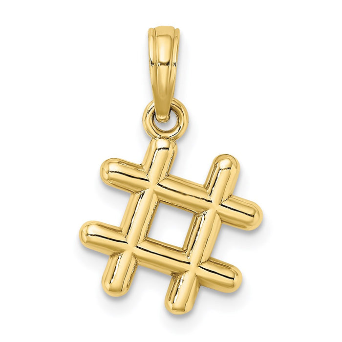 Million Charms 10K Yellow Gold Themed 3-D Hashtag Charm