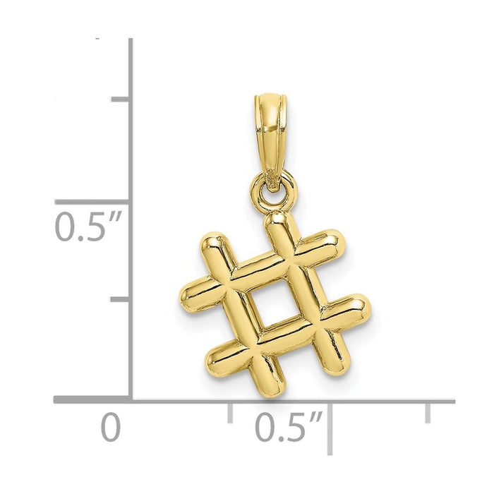 Million Charms 10K Yellow Gold Themed 3-D Hashtag Charm