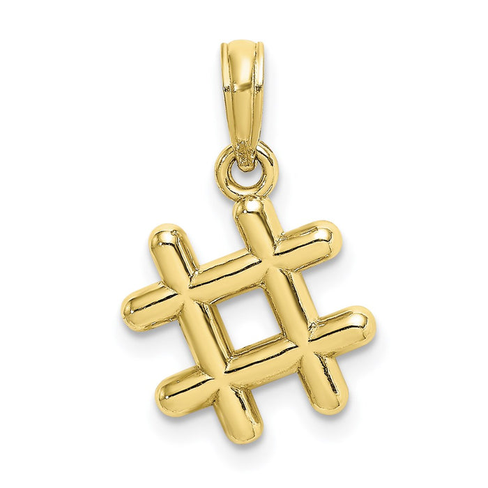 Million Charms 10K Yellow Gold Themed 3-D Hashtag Charm