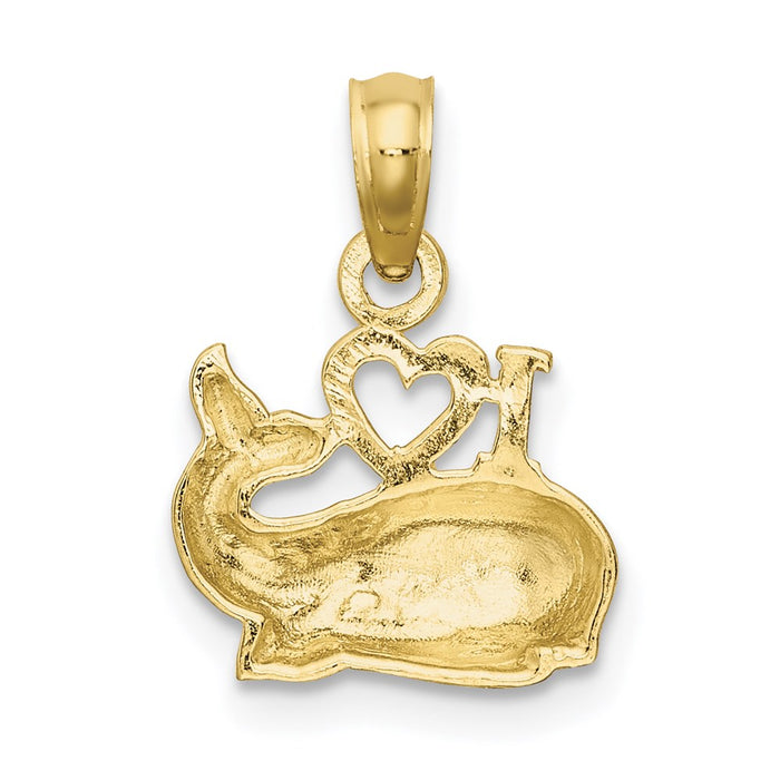 Million Charms 10K Yellow Gold Themed Polished I Heart Whale Charm