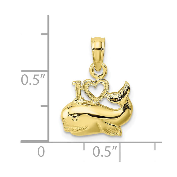 Million Charms 10K Yellow Gold Themed Polished I Heart Whale Charm