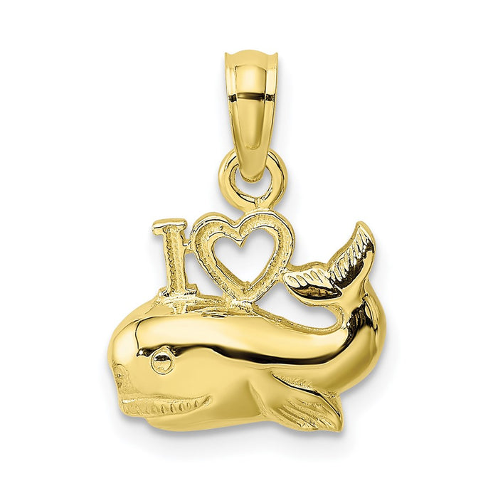 Million Charms 10K Yellow Gold Themed Polished I Heart Whale Charm