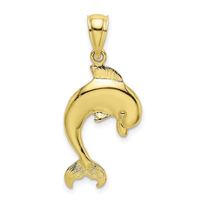 Million Charms 10K Yellow Gold Themed Polished Dolphin Jumping Charm