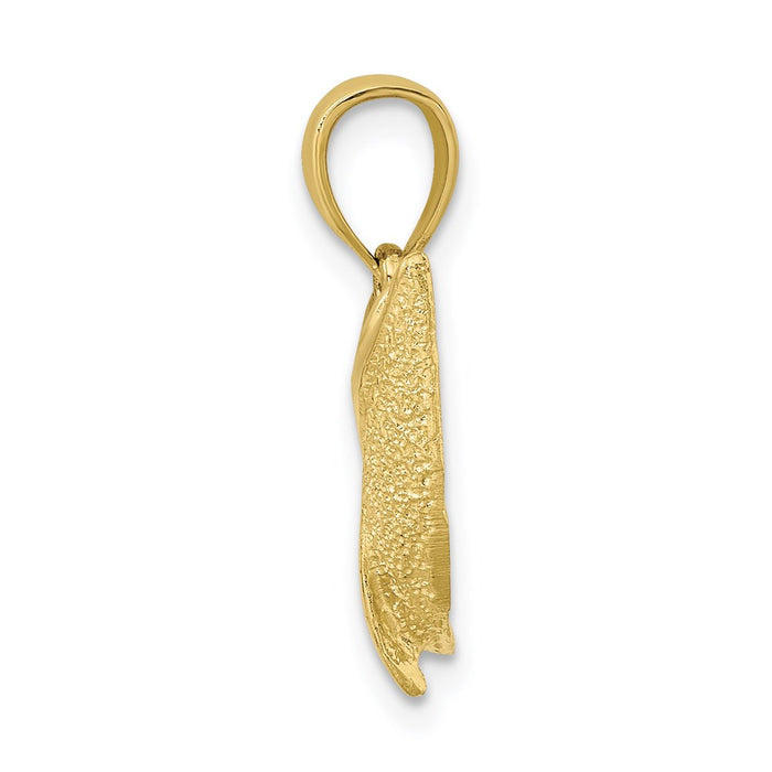 Million Charms 10K Yellow Gold Themed Textured Dolphin Jumping Charm